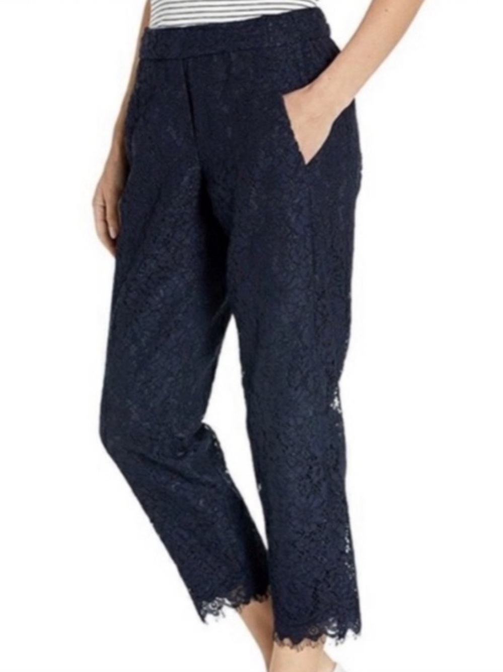 J. Crew Navy Lace Cropped Pants